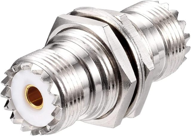 Superbat SO-239 Bulkhead Connector UHF Female Nut Bulkhead Panel Mount Connector, SO239 to SO 239 Adapter for J Pole Antenna 1/4 Wave Antenna etc. 2pcs