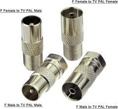 Superbat F Female/Male to TV Pal Male/Female RF Coaxial Adapter Connectors Kit 4 Pcs
