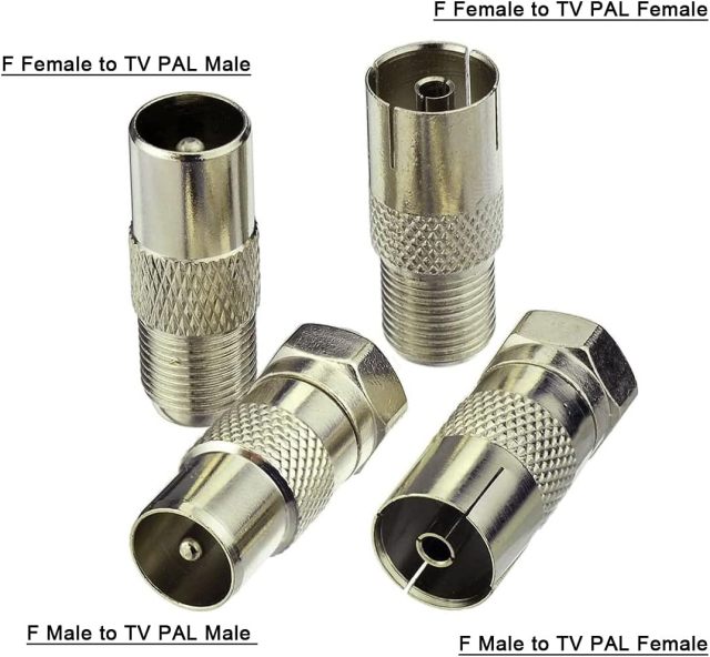 Superbat F Female/Male to TV Pal Male/Female RF Coaxial Adapter Connectors Kit 4 Pcs