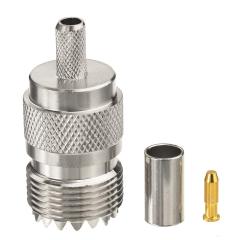wlaniot SO239 Connectors Crimp SO-239 UHF Female Jack Solder Coax Connector for RG58 LMR195 RG400 Coaxial Cable 5Pcs