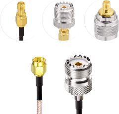 Superbat SMA Male to SO239 RF Coaxial Coax Cable 6.5ft + 3pcs Adapter Kit, SMA to UHF Cable + SMA to SO239/PL259 Adapter Kit for RF Applications/CB Radio/Handheld Radio Antenna/Walkie Talkie etc