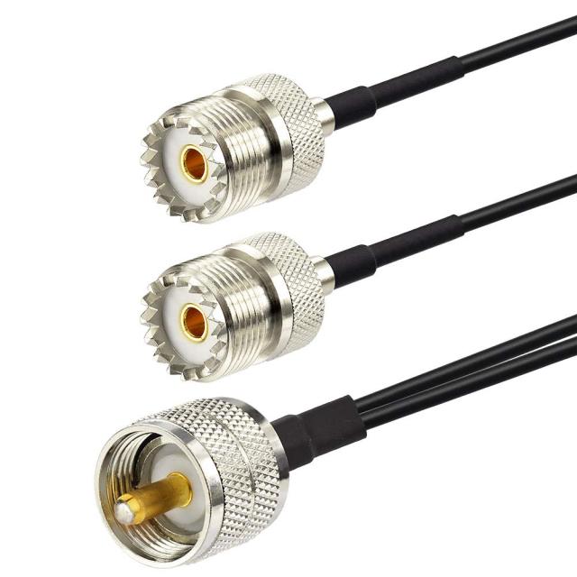 Superbat PL-259 Splitter Cable Pl259 to Dual SO239 Low Loss Splitter Cable (12 Inch RG174) for HAM & CB Radio,Antenna Analyzer,Dummy Load,SWR Meter