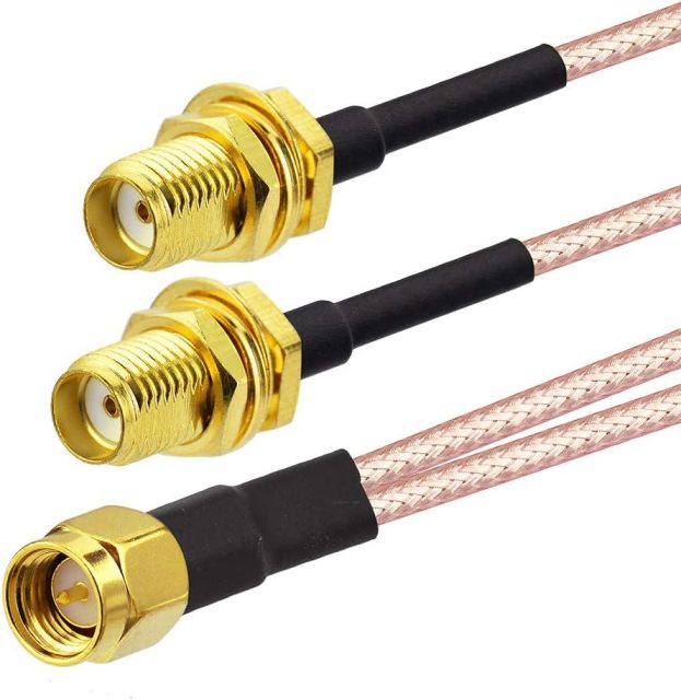 SUPERBAT SMA Splitter Cable SMA Male to Dual SMA Female Cable SMA Adapter V Type 50ohm 15cm(6 inches) WiFi Antenna Adapter Connector (Not for TV)