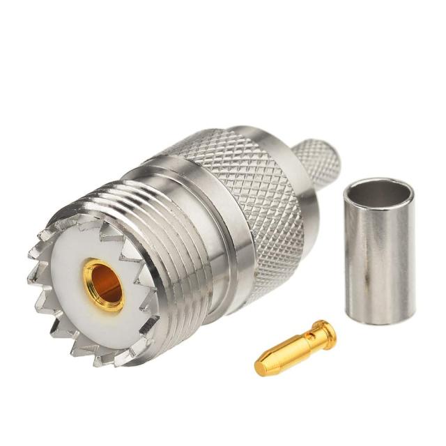 wlaniot SO239 Connectors Crimp SO-239 UHF Female Jack Solder Coax Connector for RG58 LMR195 RG400 Coaxial Cable 5Pcs