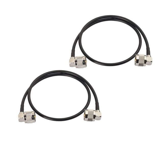 Superbat CB Radio Coax Cable (2ft 2-Pack) UHF Pl259 Male to Male Right Angle RG58 Coax Jumper Cable for HAM & CB Radio,Antenna Analyzer,Dummy Load,SWR Meter