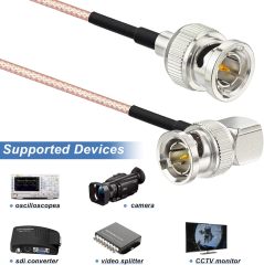 Superbat 3G/HD SDI Cable BNC Cable 3ft 75ohm for Cameras Converter and Video Equipment，Supports HD-SDI/3G-SDI/4K/8K，SDI Video Cable (Straight to Right Angle)
