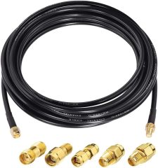 Superbat SMA Male to SMA Female RG58 Coaxial Cable 10ft + 5pcs RF Coax Adapter Kit, SMA Cable + SMA to SMA/RPSMA Adapter KIT for Ham Radio Router WiFi Antenna Wireless Adapter etc.