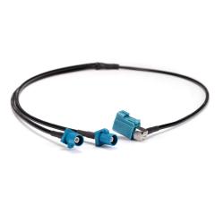 Superbat Fakra Splitter Cable 2 Male to Female RG174 Coaxial Cable Y-Type for Car Stereo GPS Antenna Extension Cable, 2Ft