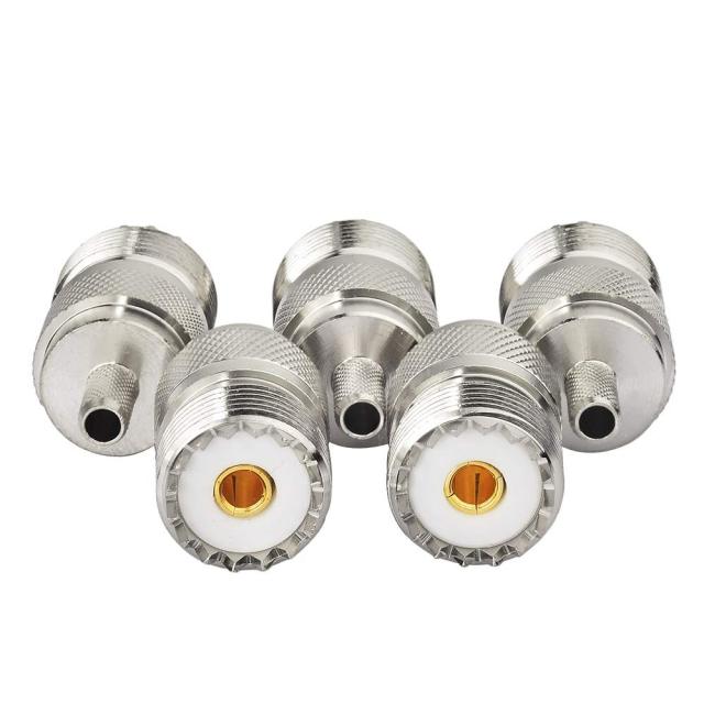 wlaniot SO239 Connectors Crimp SO-239 UHF Female Jack Solder Coax Connector for RG58 LMR195 RG400 Coaxial Cable 5Pcs