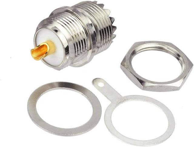 wlaniot SO239 Bulkhead Connector UHF Female Nut Bulkhead Handle Deck Clip Solder Cup Panel Mount Straight Connector 3pcs