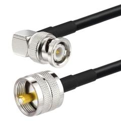 Superbat PL259 to BNC Cable 12inch UHF Male to BNC Male Right Angle Jumper RG58 Coax Cable for CB Radio Cable Ham Amateur Radio Scanner Antenna SWR Meter Dummy Load, 2-Pack