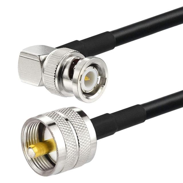 Superbat PL259 to BNC Cable 12inch UHF Male to BNC Male Right Angle Jumper RG58 Coax Cable for CB Radio Cable Ham Amateur Radio Scanner Antenna SWR Meter Dummy Load, 2-Pack
