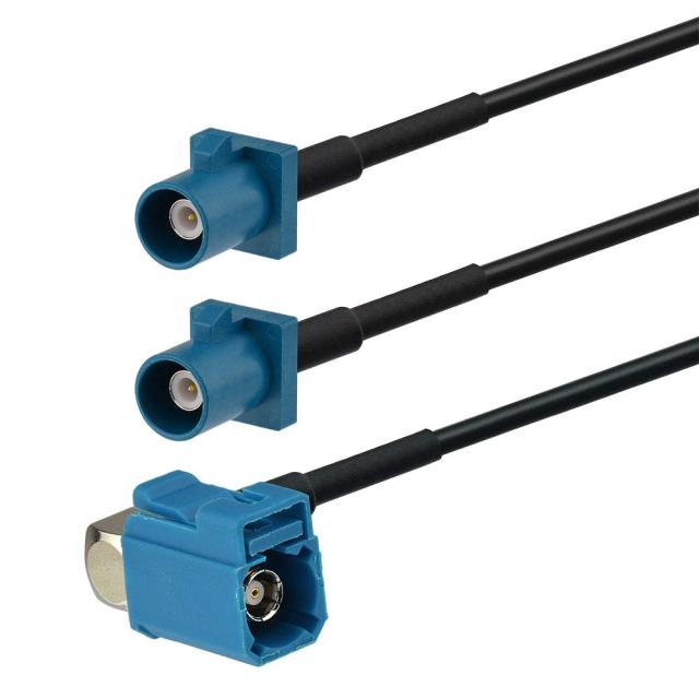 Superbat Fakra Splitter Cable 2 Male to Female RG174 Coaxial Cable Y-Type for Car Stereo GPS Antenna Extension Cable, 2Ft