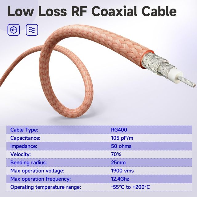 Superbat BNC Male to N Male RF Coaxail Cable 50 Ohm Low Loss RG400 Extension Cable 3ft for RF Applications,Antenna,Ham Radio,Oscilloscope,Analyzer etc