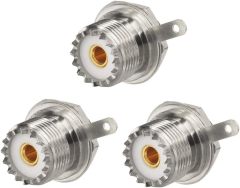 wlaniot SO239 Bulkhead Connector UHF Female Nut Bulkhead Handle Deck Clip Solder Cup Panel Mount Straight Connector 3pcs