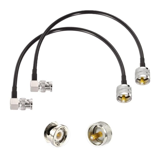 Superbat PL259 to BNC Cable 12inch UHF Male to BNC Male Right Angle Jumper RG58 Coax Cable for CB Radio Cable Ham Amateur Radio Scanner Antenna SWR Meter Dummy Load, 2-Pack