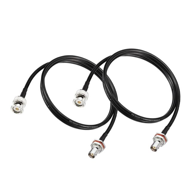 Superbat BNC Extension Cable 50 ohm RG58 2PCS 3FT BNC Male to Female Coax Cable Bulkhead Jumper Cable for UHF/VHF Ham Radio/Wireless Microphone Antenna/CCTV/Amateur Radio etc.