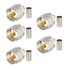 Superbat PL259 Connectors PL259 UHF Male Solder Coaxial Connectors for LMR240 RG8X RG59 RG62 Coax Cable 5pcs