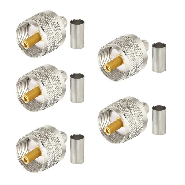 Superbat PL259 Connectors PL259 UHF Male Solder Coaxial Connectors for LMR240 RG8X RG59 RG62 Coax Cable 5pcs