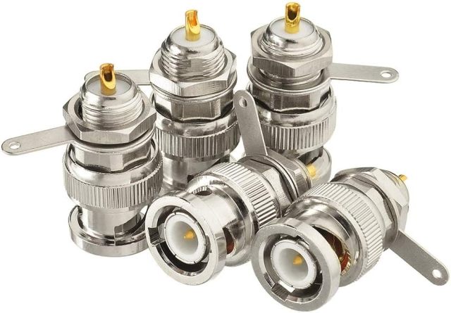 Superbat BNC Male Plug Nut Bulkhead Solder RF Connector Adapters for Antennas Ham Radio Camera 5pcs