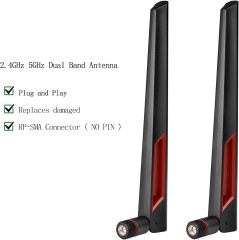 Superbat WiFi Antenna with RP-SMA Male Connector, 2.4GHz 5GHz 5.8GHz Dual Band Antenna for PCI-E WiFi Network Card USB Wireless Camera Router Extender Hotspot etc. 4pcs