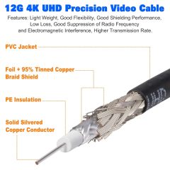 Superbat 12G SDI Cable 4K BNC Cable (Belden 4855R), 1ft/2ft/3ft, Supports 1080p/4K/8K/3G-SDI, UHD Precision Video Cable for Surveillance Camera System Cables/CCTV/DVR