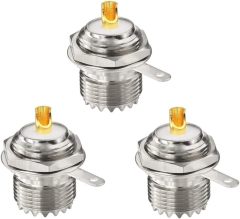 wlaniot SO239 Bulkhead Connector UHF Female Nut Bulkhead Handle Deck Clip Solder Cup Panel Mount Straight Connector 3pcs