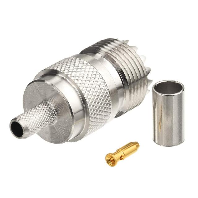 wlaniot SO239 Connectors Crimp SO-239 UHF Female Jack Solder Coax Connector for RG58 LMR195 RG400 Coaxial Cable 5Pcs