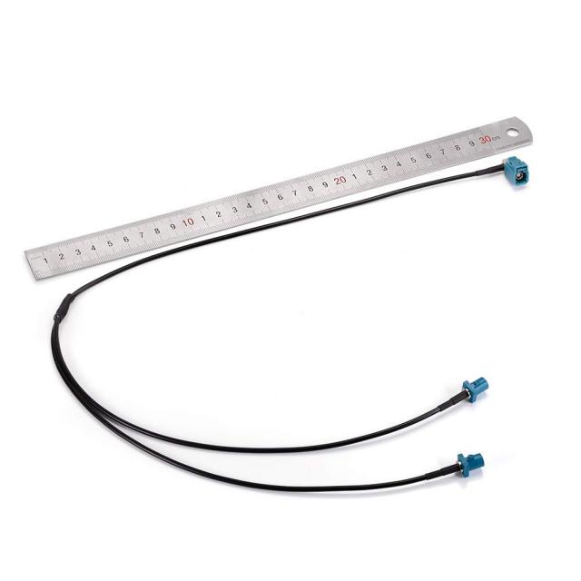 Superbat Fakra Splitter Cable 2 Male to Female RG174 Coaxial Cable Y-Type for Car Stereo GPS Antenna Extension Cable, 2Ft