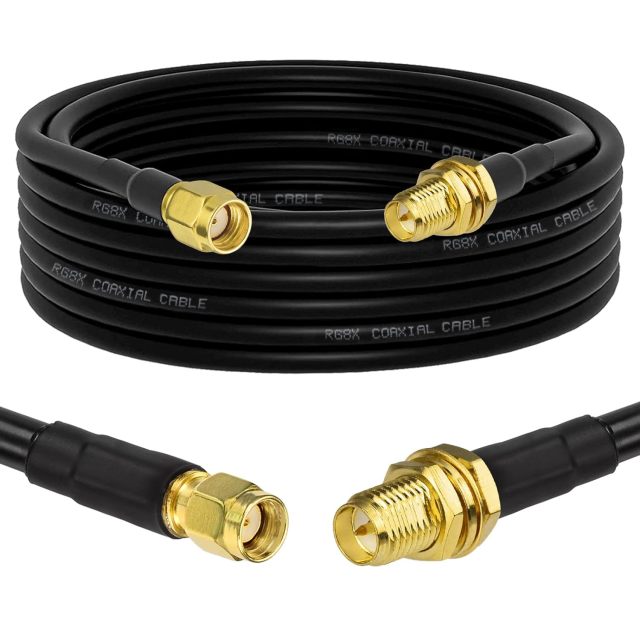 Superbat WiFi Antenna Extension Cable (2-Pack) RP-SMA Male to RP-SMA Female Bulkhead Mount RG8X Cable 10ft for WiFi Router Security Camera Wireless Network Card Adapter (Not for TV)