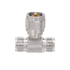Superbat UHF Splitter Connector UHF Male to Dual UHF Female Coax Adapter PL259 SO239 T Shape Adapters for Coaxial Cable HT Ham Radio CB Antenna 2-Pack