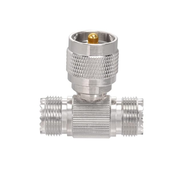 Superbat UHF Splitter Connector UHF Male to Dual UHF Female Coax Adapter PL259 SO239 T Shape Adapters for Coaxial Cable HT Ham Radio CB Antenna 2-Pack