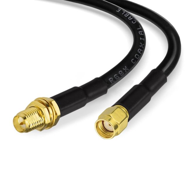 Superbat WiFi Antenna Extension Cable (2-Pack) RP-SMA Male to RP-SMA Female Bulkhead Mount RG8X Cable 10ft for WiFi Router Security Camera Wireless Network Card Adapter (Not for TV)