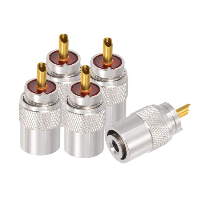 Superbat PL259 Coax Connectors PL259 UHF Male Solder Coax Connector for RG8X RG58 LMR240 RG8 Coaxial Cable Compatiable with Ham Radio CB Antenna etc.5-Pack