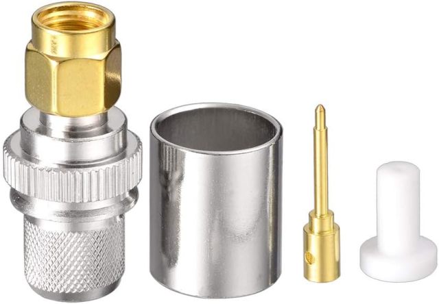 SUPERBAT SMA Connectors Kit SMA Male Crimp Solder Connector Kit Attachment for LMR-400 RG8 RG8/U RG213 Belden-9913 SMA Extension Cable 5-Pack