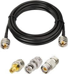SUPERBAT PL259 Cable CB Coax Cable UHF RG58 Coaxial Cable 15ft +3pcs SMA/BNC/PL259/SO239 Adapter Kit for HAM Radio, Antenna Analyzer, Dummy Load, SWR Meter