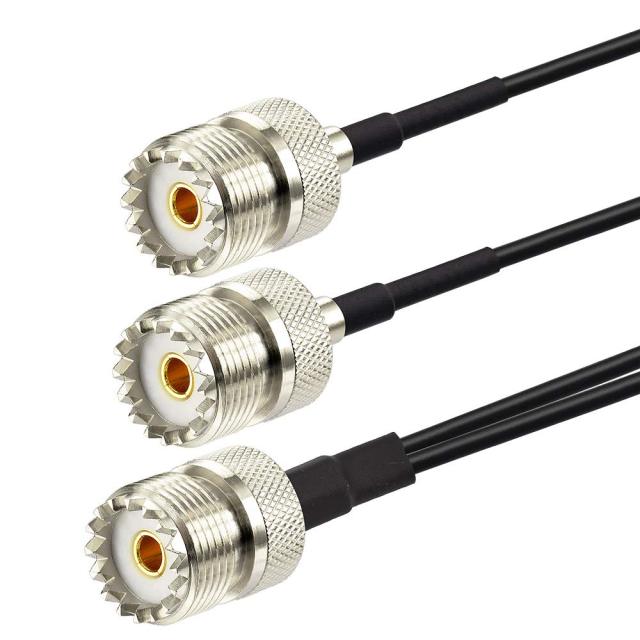Superbat SO-239 Splitter Cable SO239 to Dual SO239 Low Loss Splitter Cable (12 Inch RG174) for HAM & CB Radio,Antenna Analyzer,Dummy Load,SWR Meter