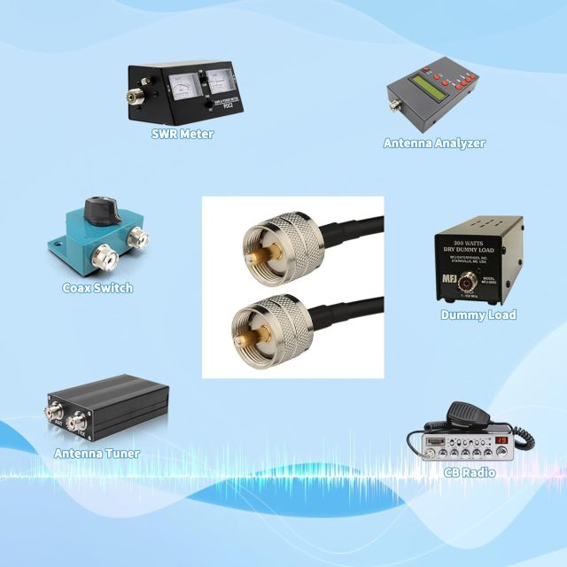 SUPERBAT PL259 Cable CB Coax Cable UHF RG58 Coaxial Cable 10ft +3pcs SMA/BNC/PL259/SO239 Adapter Kit for HAM Radio, Antenna Analyzer, Dummy Load, SWR Meter