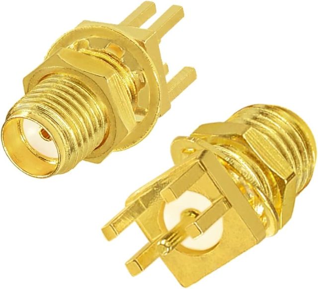 Superbat SMA Connectors SMA Female PCB Edge Mount Connector Solder RF Coaxial Adapter SMA Female Bulkhead Connector for 0.062 inch End Launch 10pcs