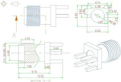 Superbat SMA Connectors RF Coaxial SMA Female Jack PCB Edge Mount Connector Solder Adapter Vertical Thru Hole 10pcs