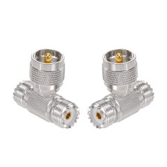 Superbat UHF Splitter Connector UHF Male to Dual UHF Female Coax Adapter PL259 SO239 T Shape Adapters for Coaxial Cable HT Ham Radio CB Antenna 2-Pack