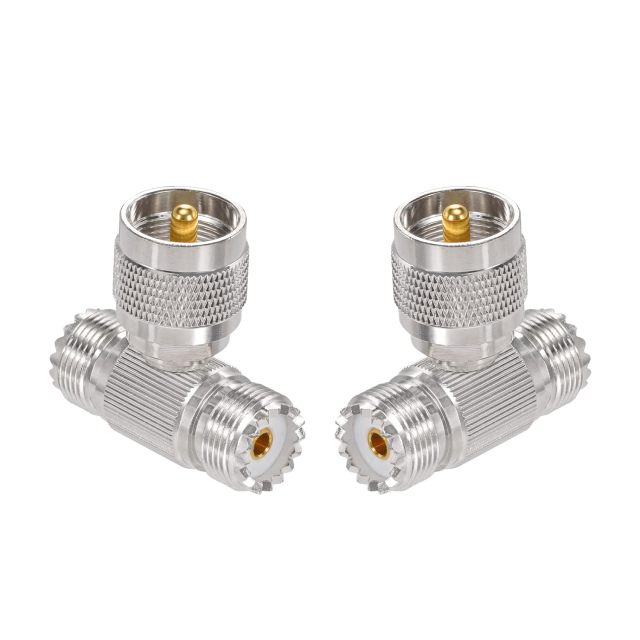 Superbat UHF Splitter Connector UHF Male to Dual UHF Female Coax Adapter PL259 SO239 T Shape Adapters for Coaxial Cable HT Ham Radio CB Antenna 2-Pack