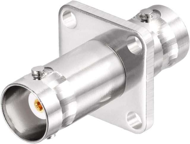 Superbat 2pcs BNC Adapter BNC Female to BNC Jack Female Flange 4 Hole Panel Mount RF Coaxial Connector