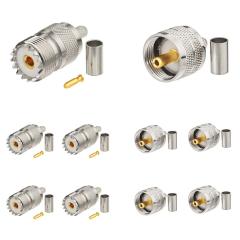 wlaniot PL259 Crimp Connectors + SO239 Crimp Connectors Kit PL-259 SO-239 Solder Connector Crimp with RG58 RG142 RG400 LMR195 RG303 RG141 Low Loss Coaxial Coax Jumper Cable