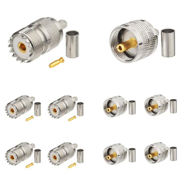 wlaniot PL259 Crimp Connectors + SO239 Crimp Connectors Kit PL-259 SO-239 Solder Connector Crimp with RG58 RG142 RG400 LMR195 RG303 RG141 Low Loss Coaxial Coax Jumper Cable