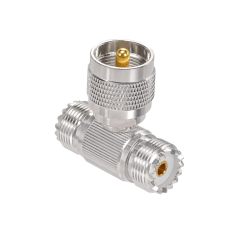 Superbat UHF Splitter Connector UHF Male to Dual UHF Female Coax Adapter PL259 SO239 T Shape Adapters for Coaxial Cable HT Ham Radio CB Antenna 2-Pack