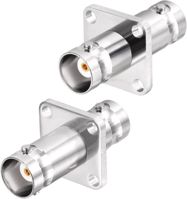 Superbat 2pcs BNC Adapter BNC Female to BNC Jack Female Flange 4 Hole Panel Mount RF Coaxial Connector