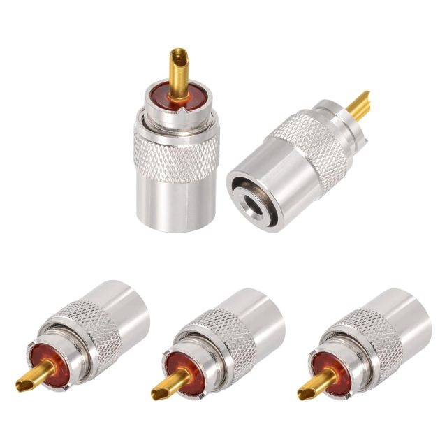 Superbat PL259 Coax Connectors PL259 UHF Male Solder Coax Connector for RG8X RG58 LMR240 RG8 Coaxial Cable Compatiable with Ham Radio CB Antenna etc.5-Pack