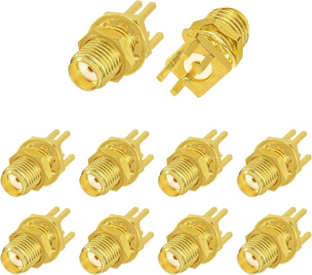 Superbat SMA Connectors SMA Female PCB Edge Mount Connector Solder RF Coaxial Adapter SMA Female Bulkhead Connector for 0.062 inch End Launch 10pcs