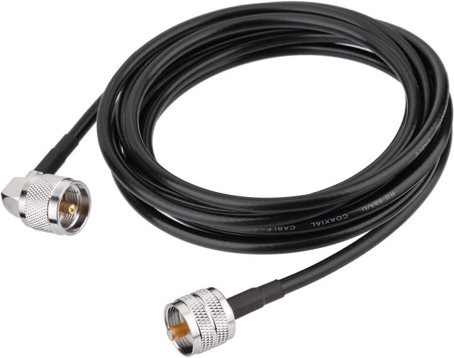 Superbat CB Coax Cable - RG58 UHF PL-259 Cable 10FT Right Angle CB Antenna Jumper Cable for CB Radio, HAM Radio, Antenna Analyzer, SWR Meter Dummy Load etc.